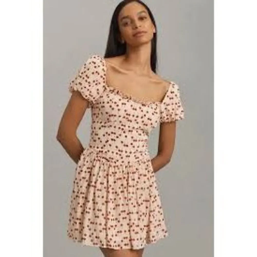 NWT Reformation x Anthropologie Womens Cherry Davonne Mini Dress Cream Sz 8 - Picture 1 of 16